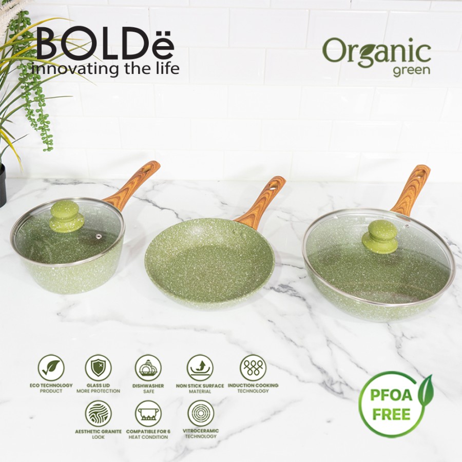 Bolde Organic Green Cookware Granite 5 Set - Hijau